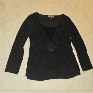 Notations Black Textured Women's Blouse